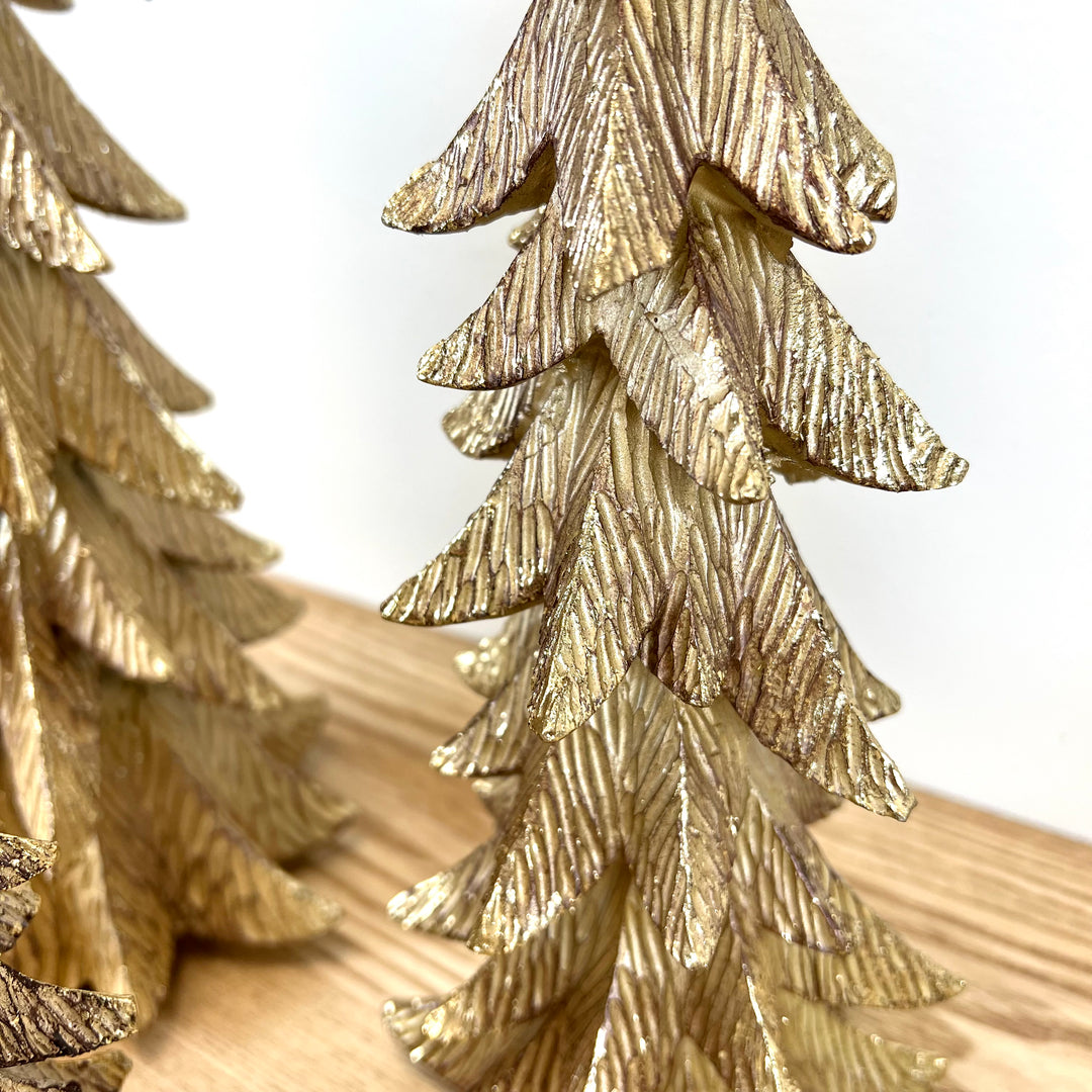 Gold Resin Holiday Trees - Set of 3