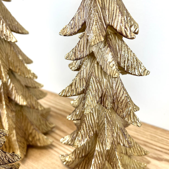 Gold Resin Holiday Trees - Set of 3
