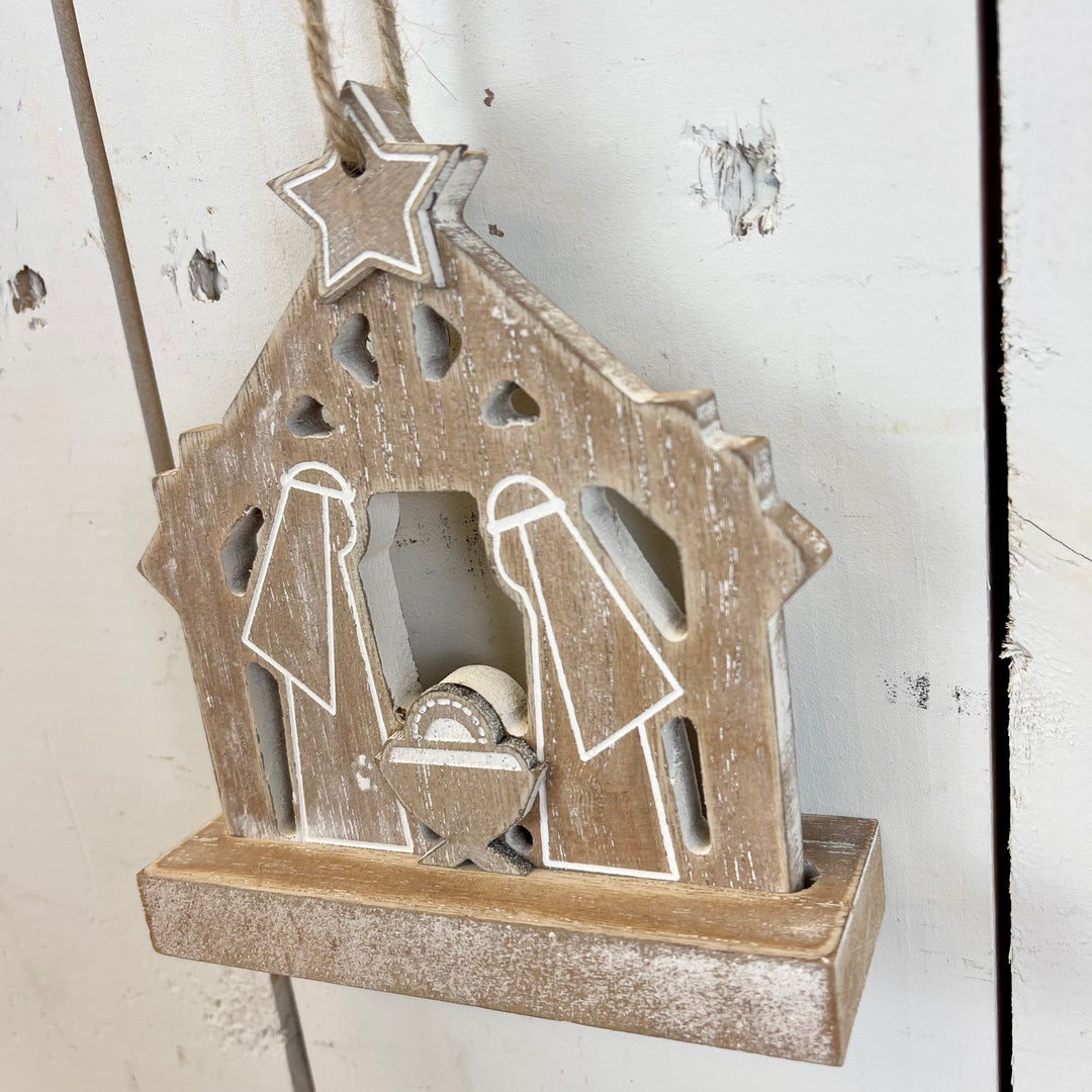 Wooden Nativity Scene Ornament