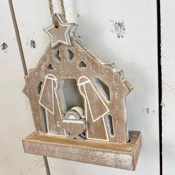 Wooden Nativity Scene Ornament