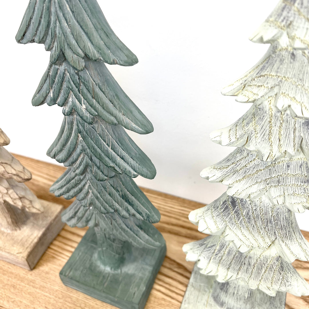 16" H Resin Holiday Trees - 3 Colors