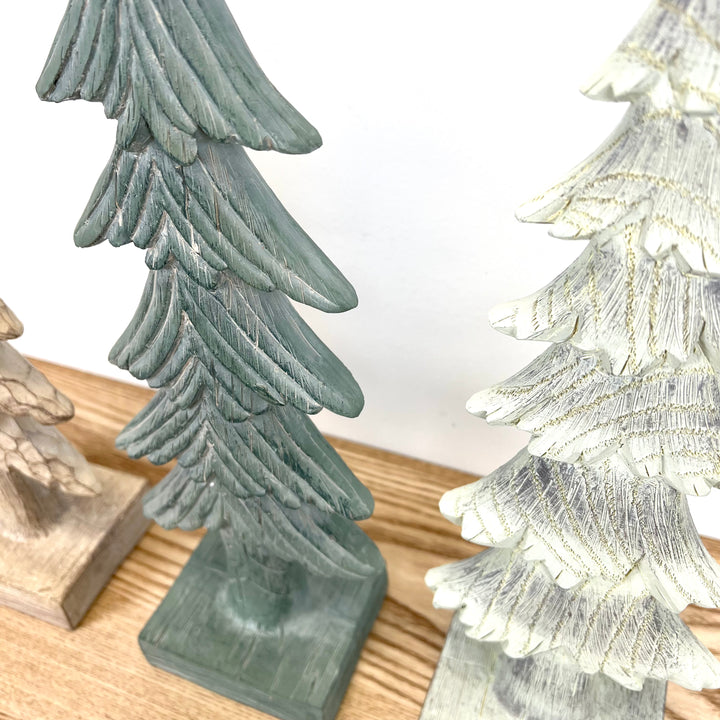 16" H Resin Holiday Trees - 3 Colors
