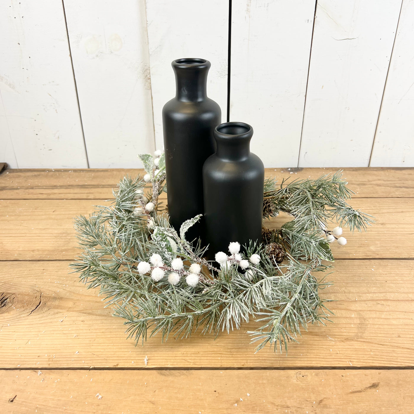 Pine Leaf and Berry Candle Ring Collection