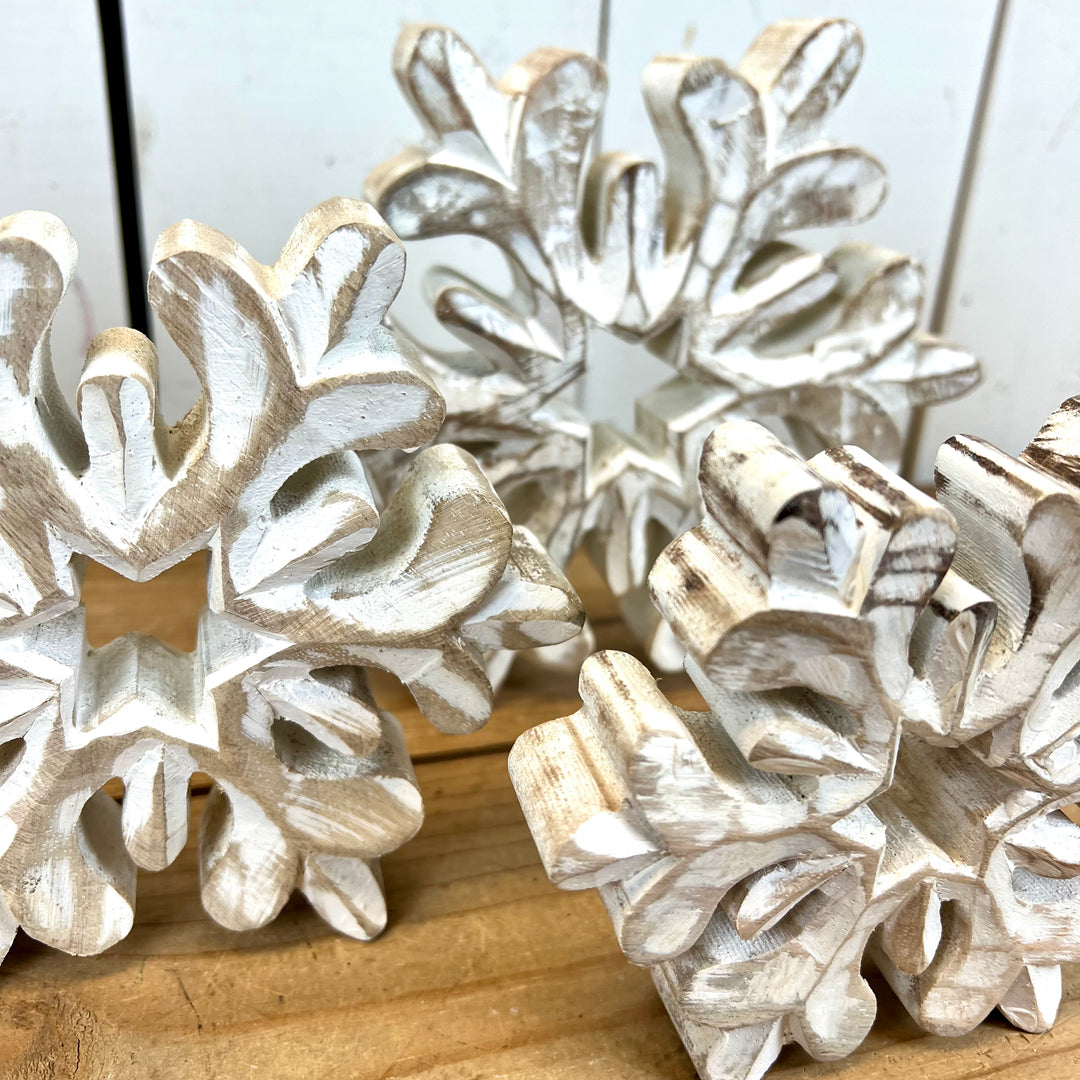 Wooden Distressed Snowflakes