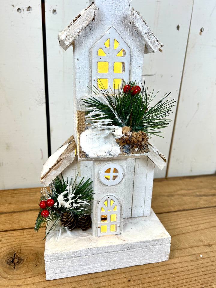 Wooden Church Decoration - lights up