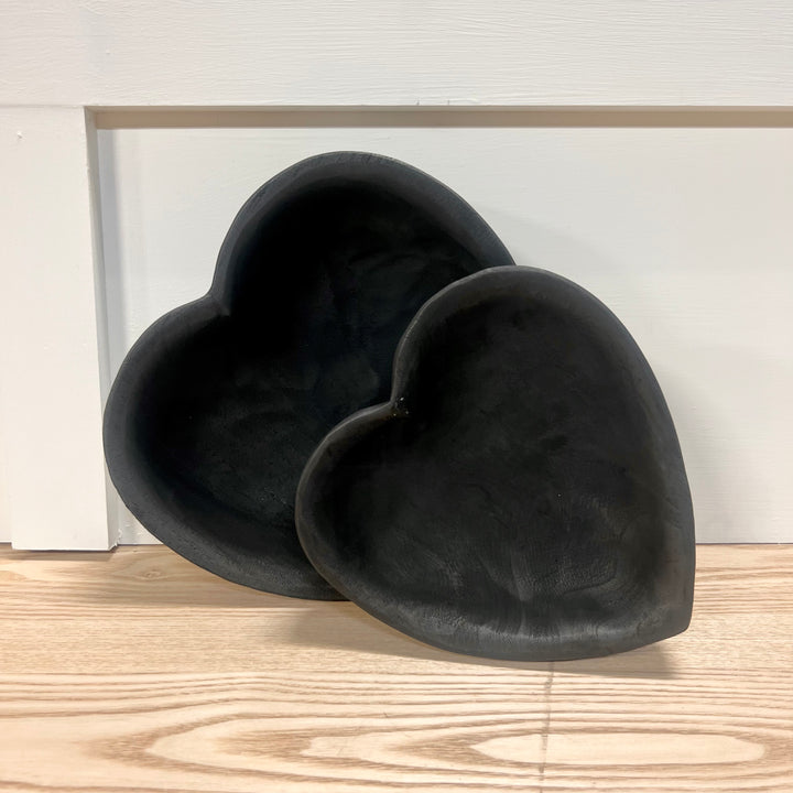 Black Wooden Heart Bowls