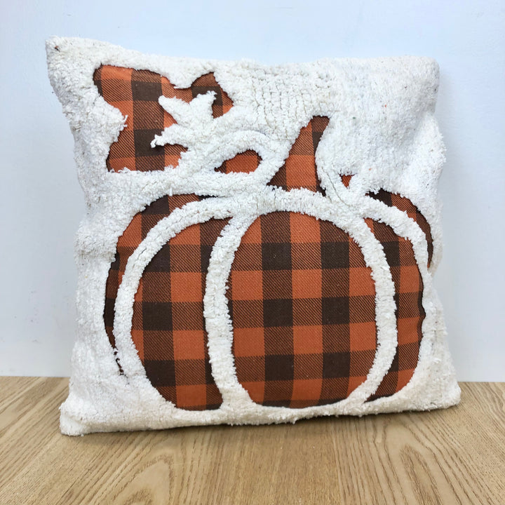 Buffalo Check Pumpkin Sherpa Accent Pillow