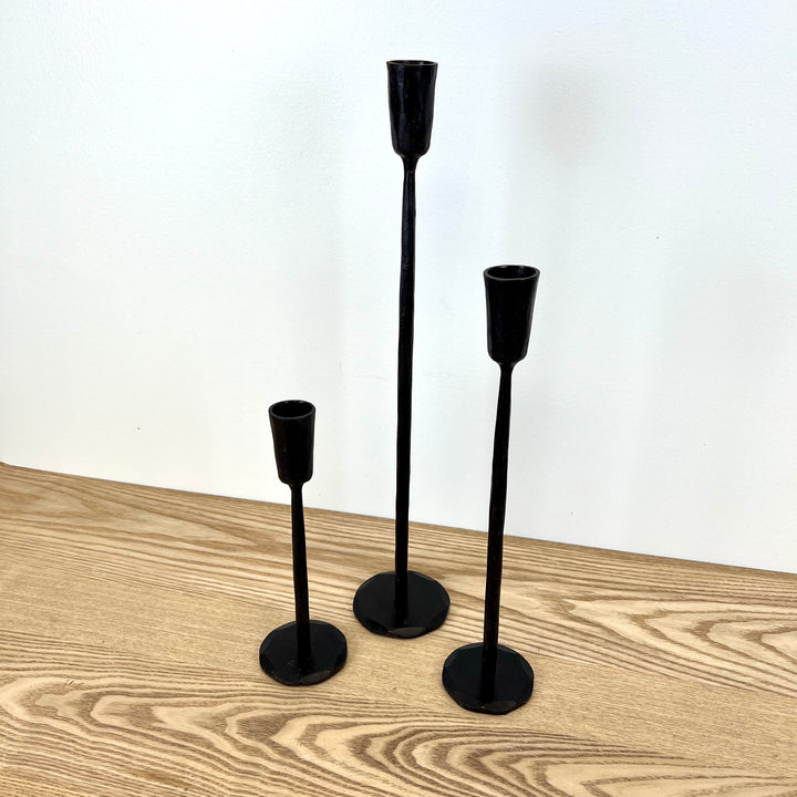 Set of 3 Black Metal Taper Holders