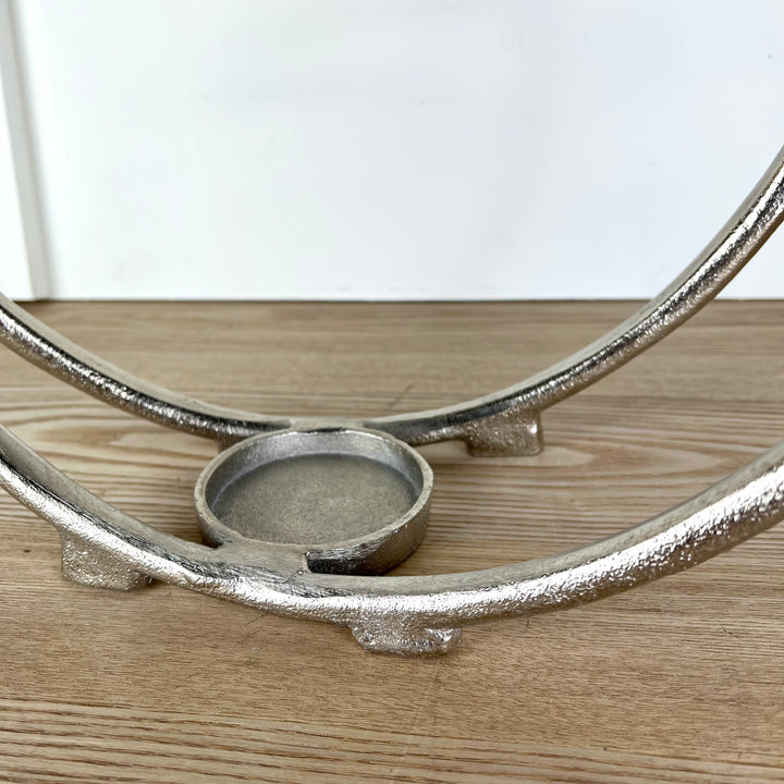 Silver Double Ring Candle Holder