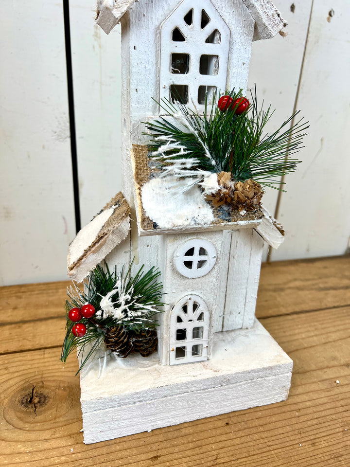 Wooden Church Decoration - lights up