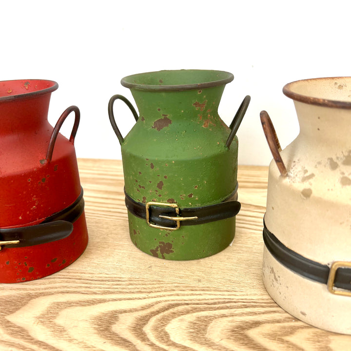 Holiday Decorative Milk Cans - 3 Colors