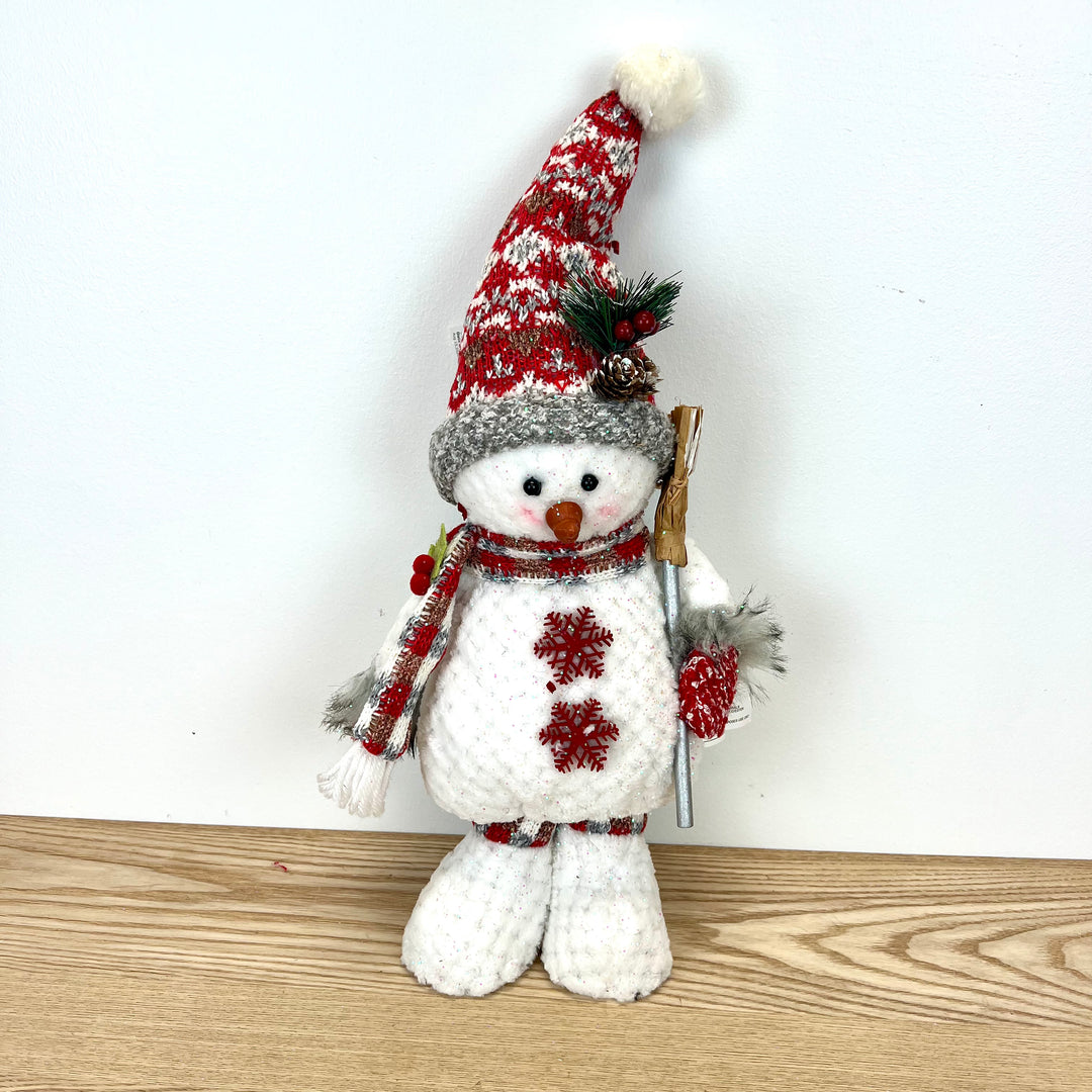 Red Plush Holiday Standing Snowman - 3 Styles