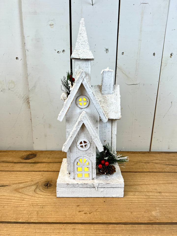 Wooden Church Decoration - lights up