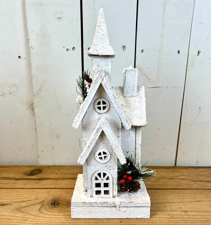 Wooden Church Decoration - lights up