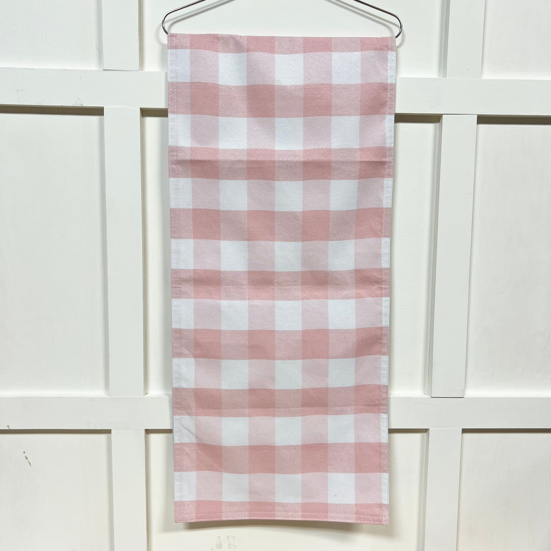 Pink and White Plaid Table Runner