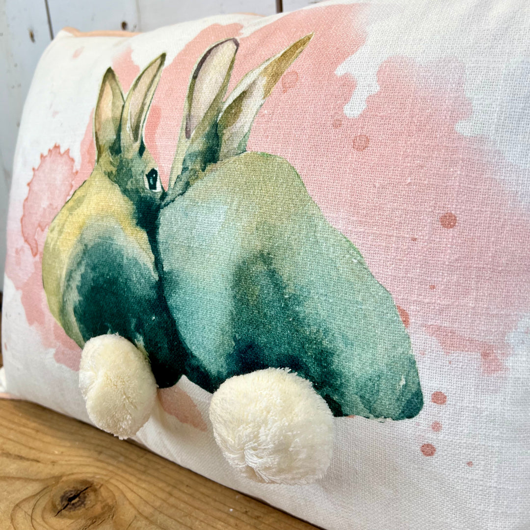 Bunny Pillow with Pom Poms
