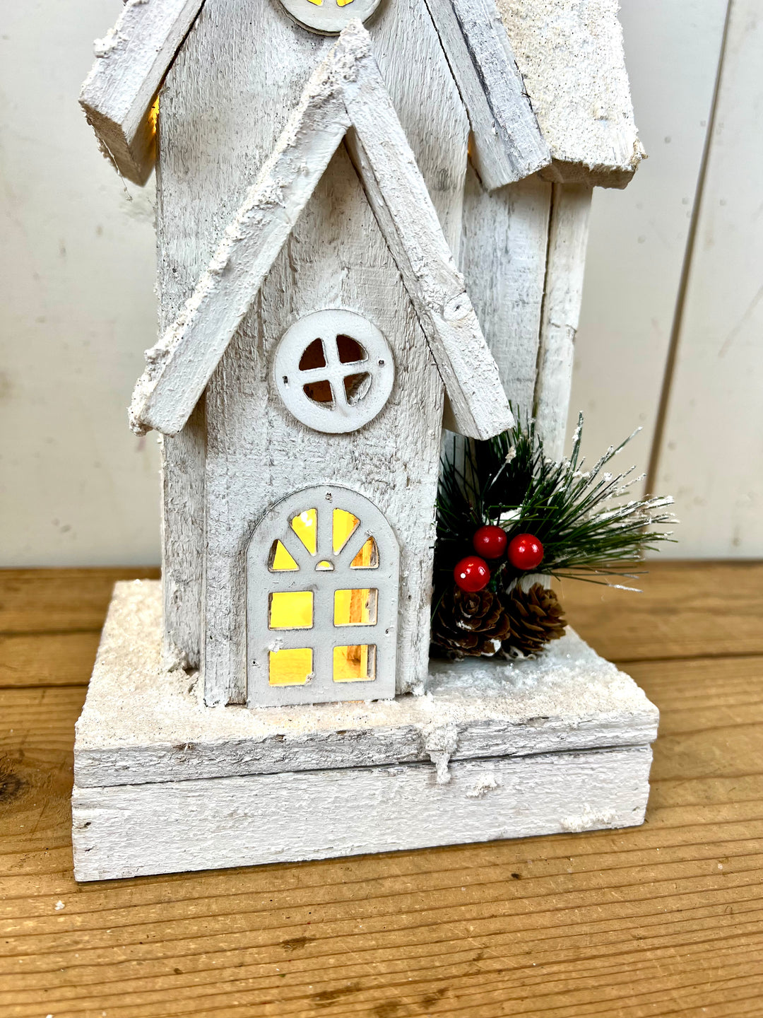 Wooden Church Decoration - lights up
