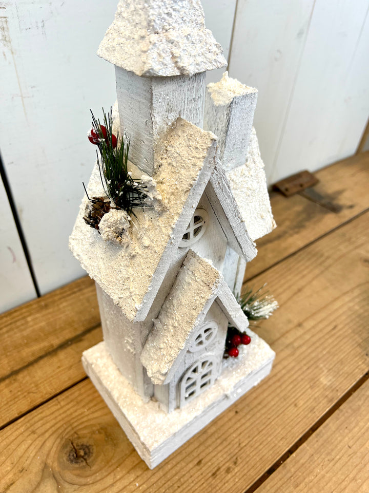 Wooden Church Decoration - lights up