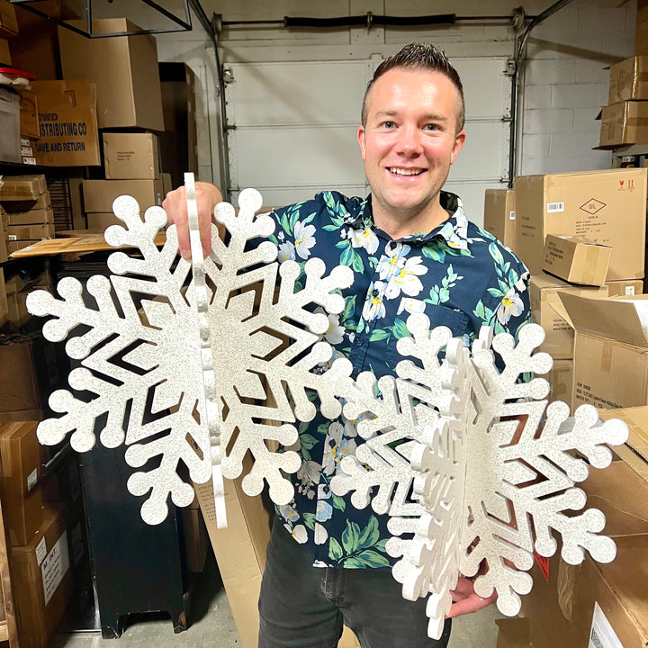 Jumbo Wood Holiday Snowflake Decor - 2 Sizes