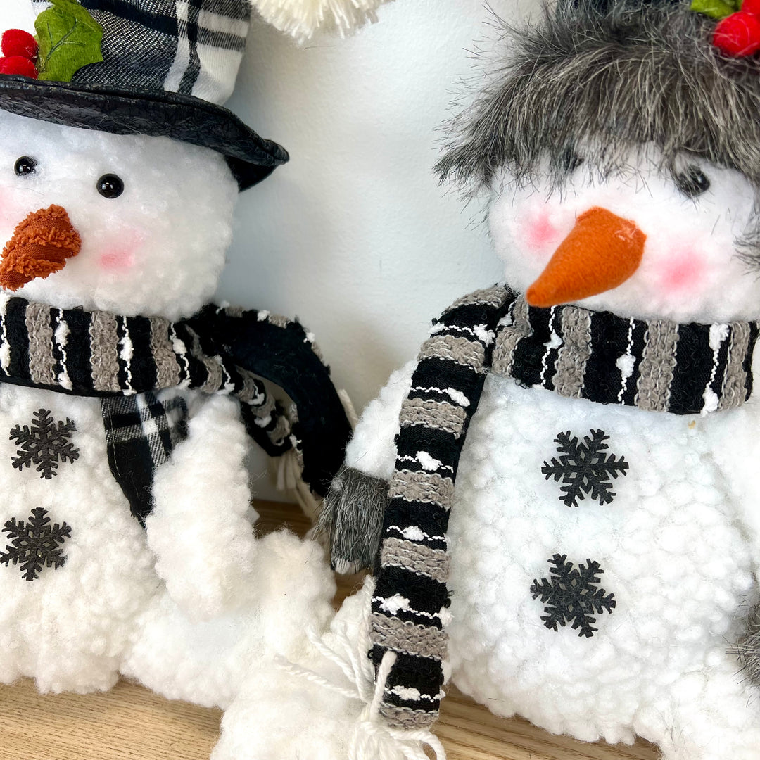 Black & White Plush Snowmen, 2 styles available
