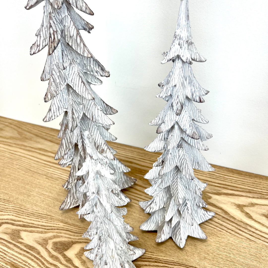 White Resin Holiday Trees - Set of 3
