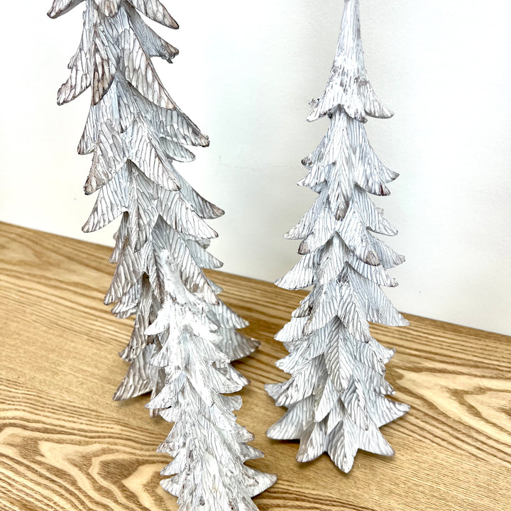 White Resin Holiday Trees - Set of 3