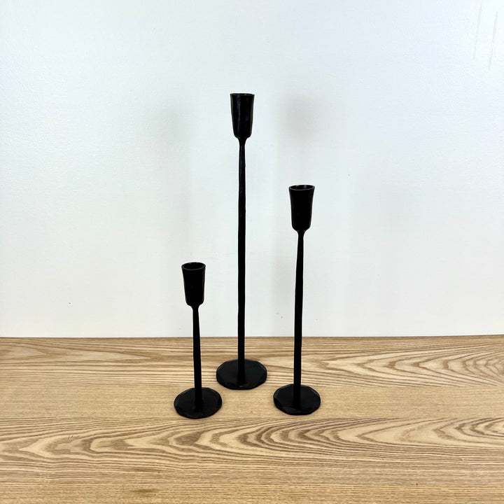 Set of 3 Black Metal Taper Holders