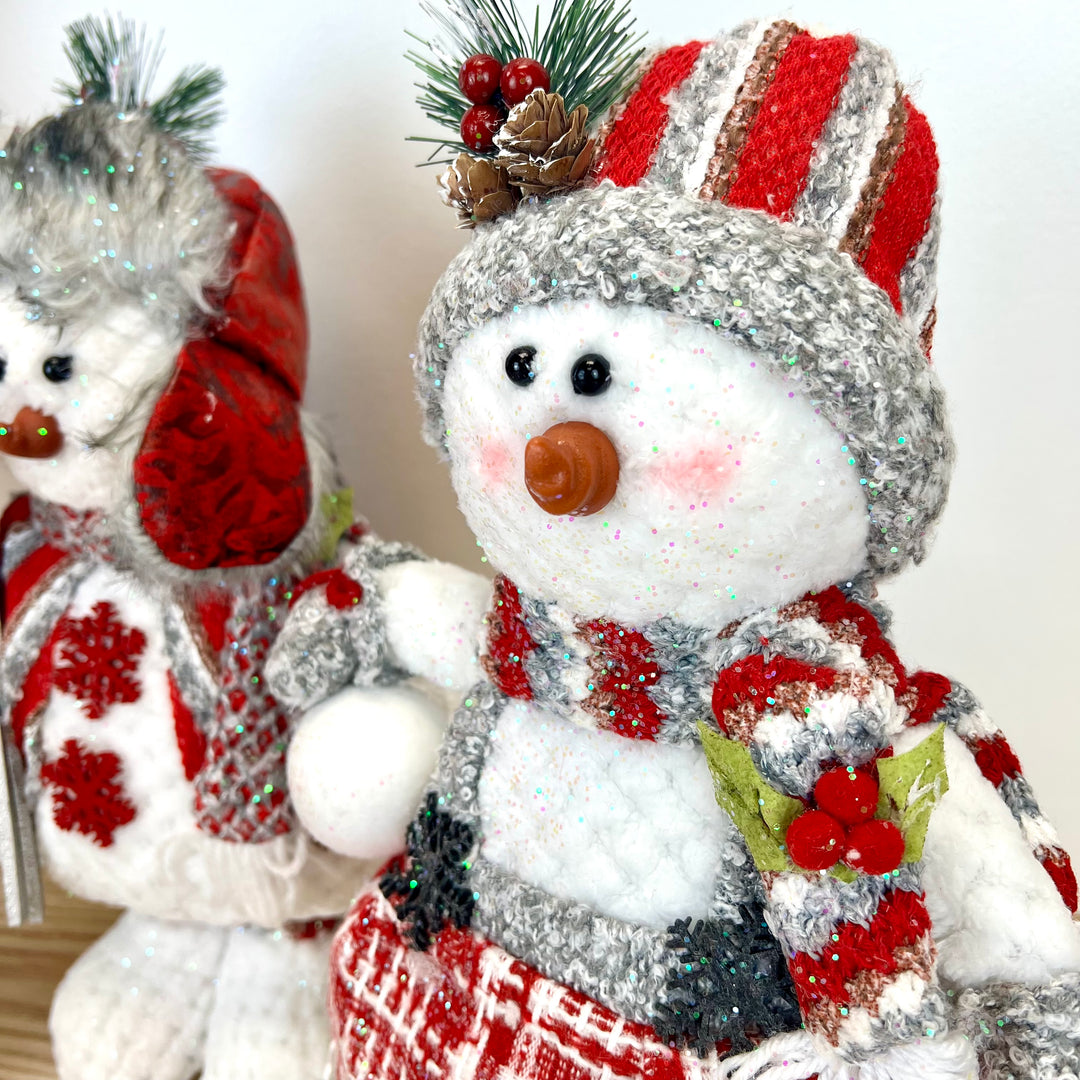 Red Plush Holiday Standing Snowman - 3 Styles