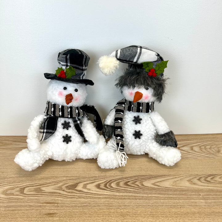 Black & White Plush Snowmen, 2 styles available