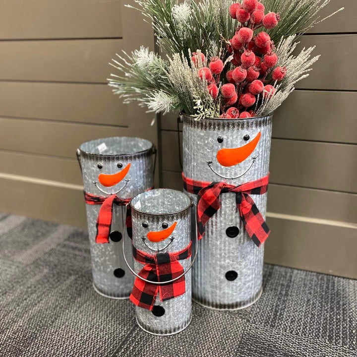 Metal Snowman Cans