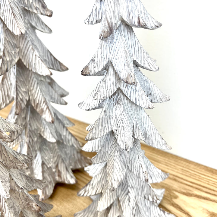 White Resin Holiday Trees - Set of 3