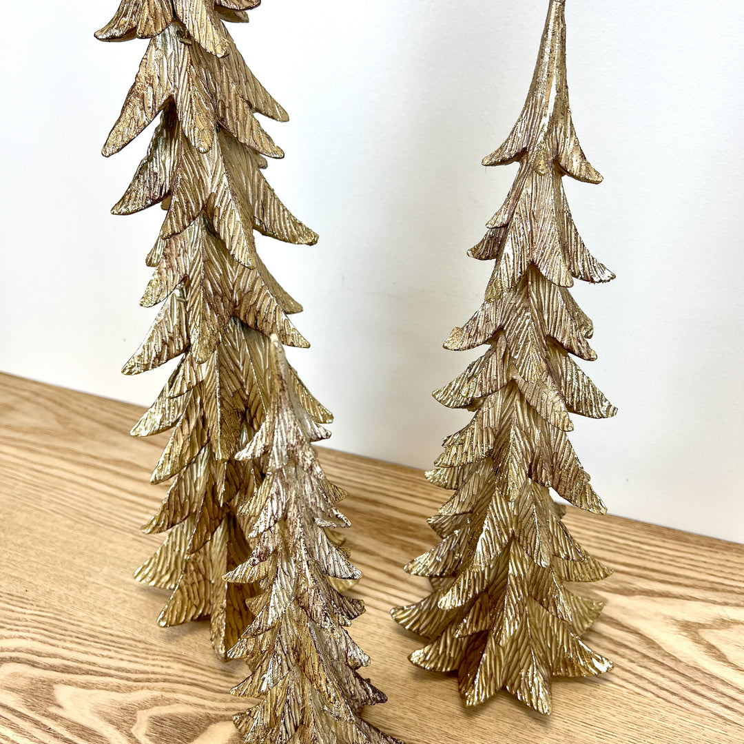 Gold Resin Holiday Trees - Set of 3