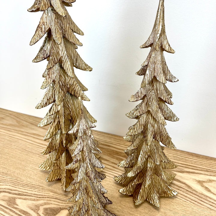 Gold Resin Holiday Trees - Set of 3