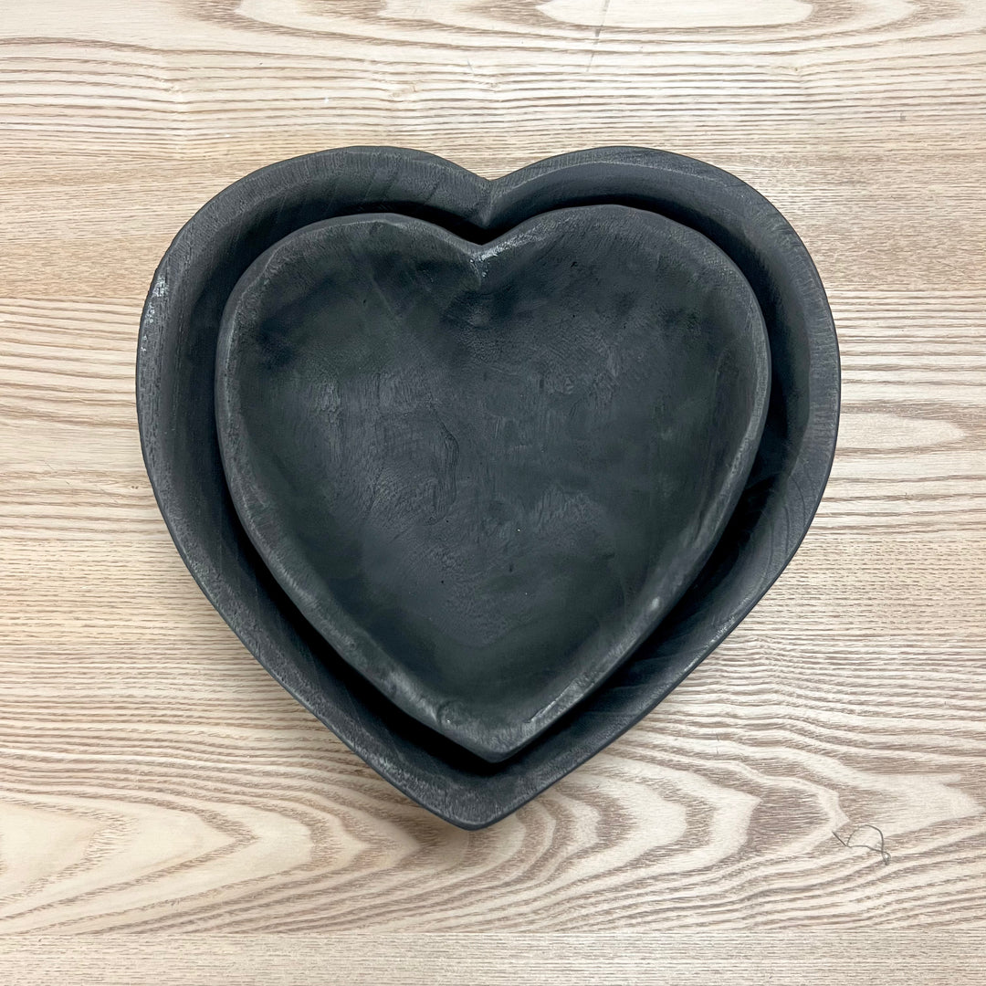 Black Wooden Heart Bowls