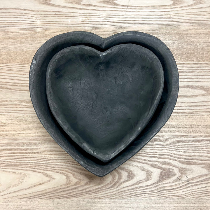 Black Wooden Heart Bowls