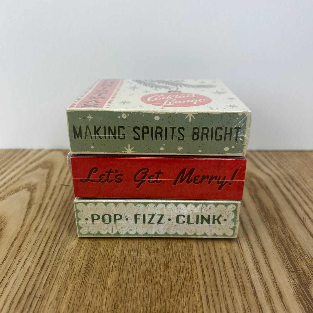 Matches in Embossed Matchbox with Holiday Bar Saying - 3 Styles Available