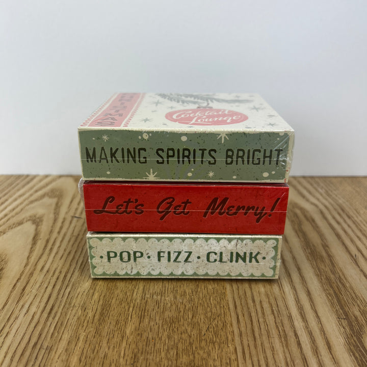 Matches in Embossed Matchbox with Holiday Bar Saying - 3 Styles Available