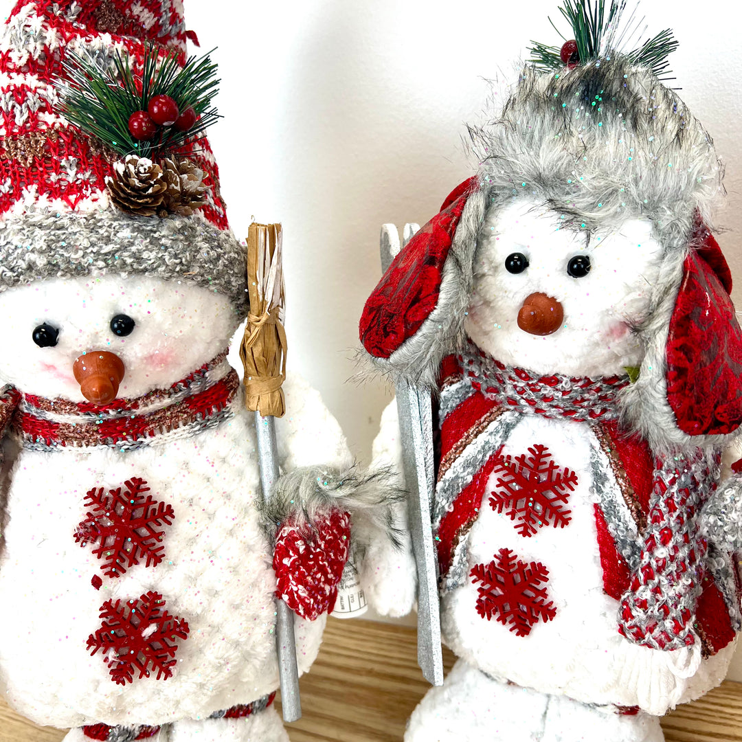 Red Plush Holiday Standing Snowman - 3 Styles