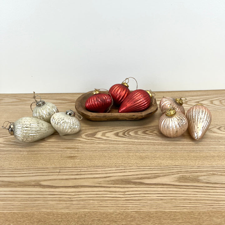 Mercury Glass Ornaments Set of 3 - 3 colors to choose from