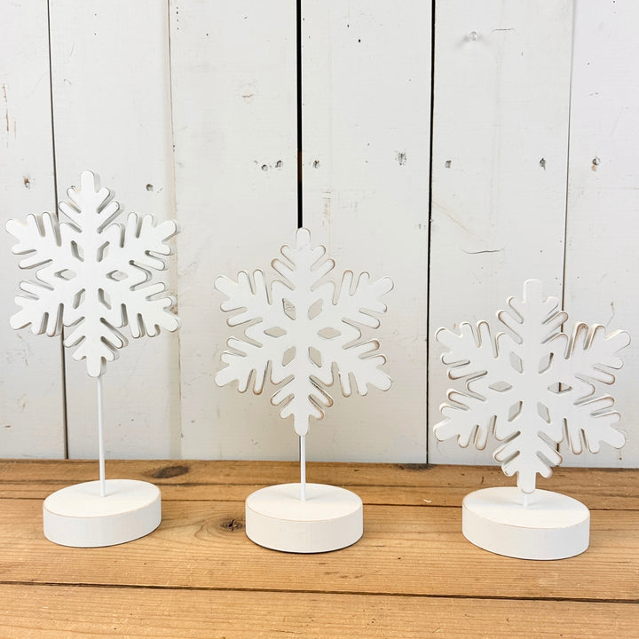 White Snowflakes on Stands