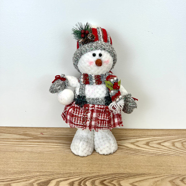 Red Plush Holiday Standing Snowman - 3 Styles