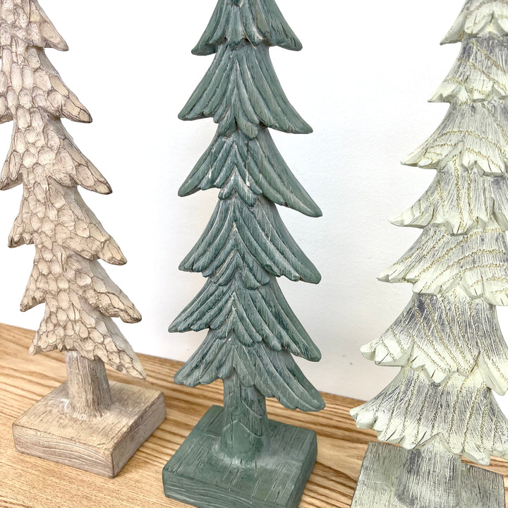 16" H Resin Holiday Trees - 3 Colors