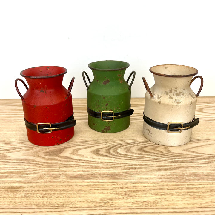 Holiday Decorative Milk Cans - 3 Colors