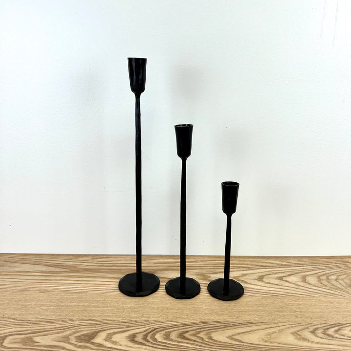 Set of 3 Black Metal Taper Holders