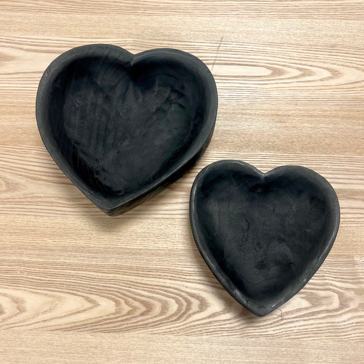 Black Wooden Heart Bowls