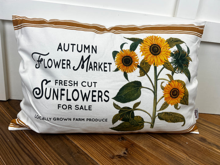 Autumn Flower Market Lumbar Pillow