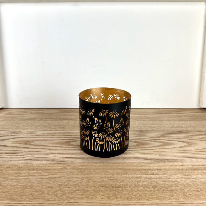 Metal Candle Holders with Flower Design, 3 Sizes