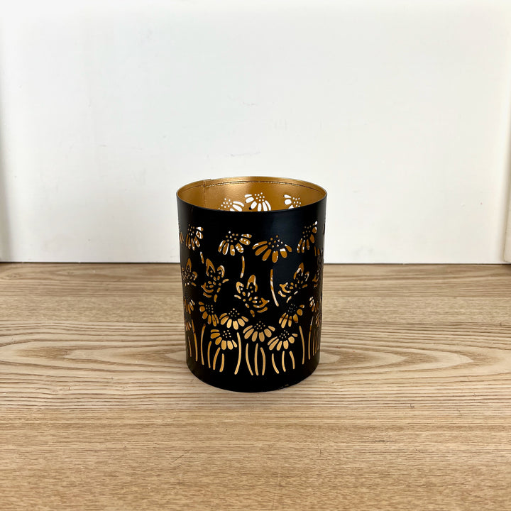 Metal Candle Holders with Flower Design, 3 Sizes