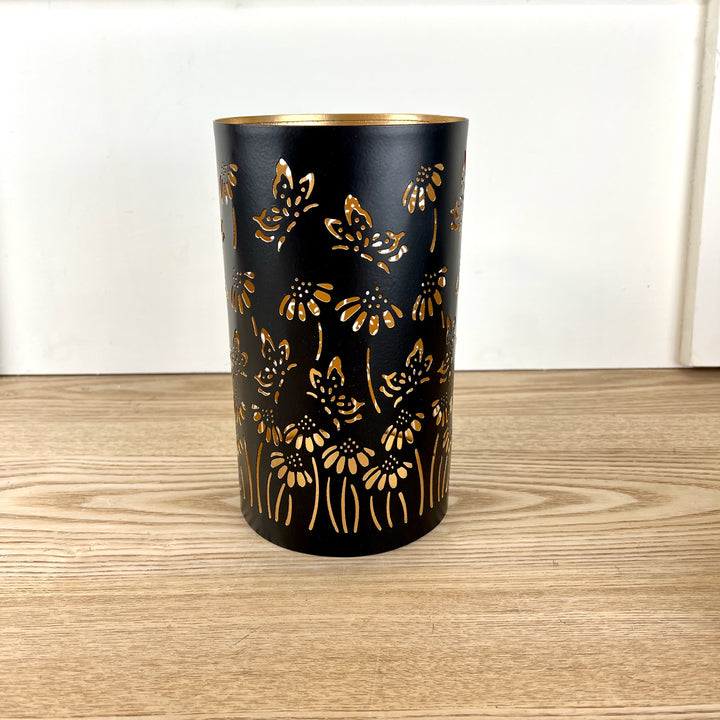 Metal Candle Holders with Flower Design, 3 Sizes