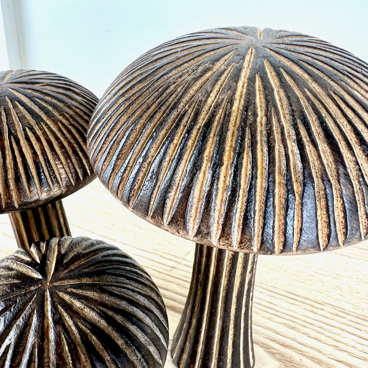 Carved Wooden Mushrooms, 3 sizes available